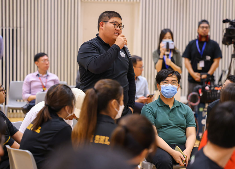 An RP student sharing his views on education in Singapore. Credit: MCI / Tan Chin Fan /></p>
<p style=