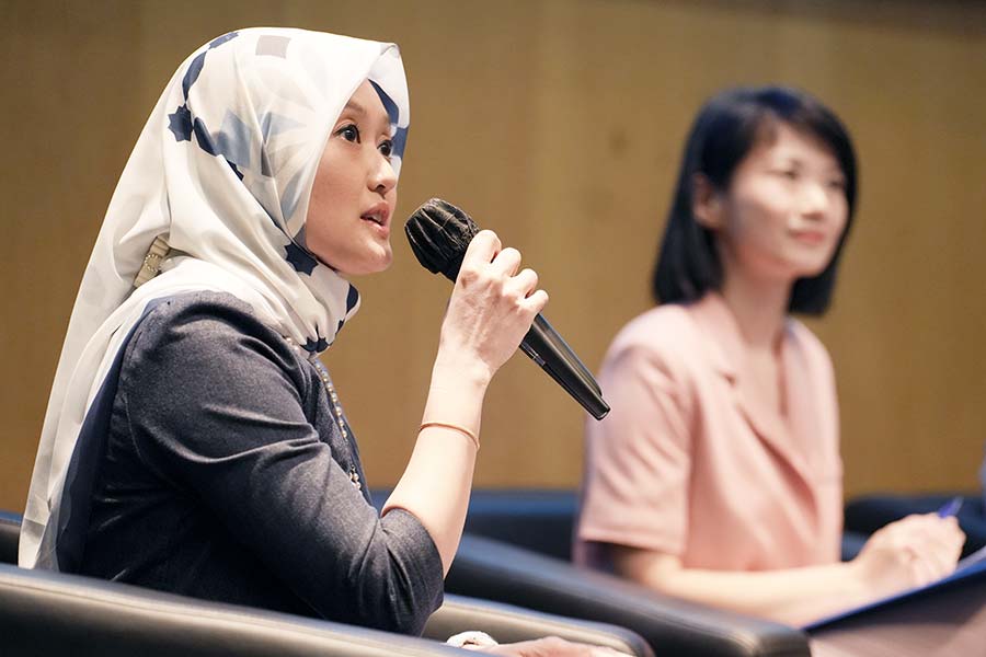 SPS Rahayu Mahzam sharing her views on how seniors can be given more support. (Credit: MCI / Ding Wei) 