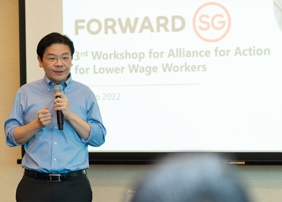 DPM Lawrence Wong addressing participants at the 3rd Workshop of Alliance for Action for Lower-Wage Workers.