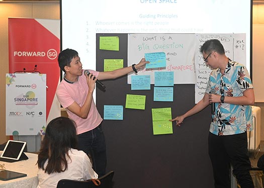 Participants of the Our Singapore Leadership Programme presenting their key takeaways on the importance of social cohesion.